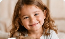 Menina sorrindo com um ursinho